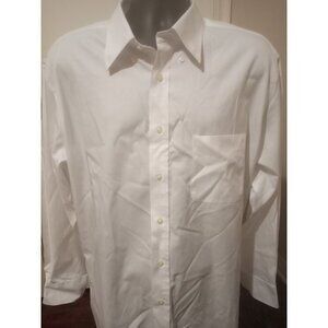David Donahue Shirt Men's 18.5 36/37 (3XL) White Luxury Non-Iron Trim Fit Button